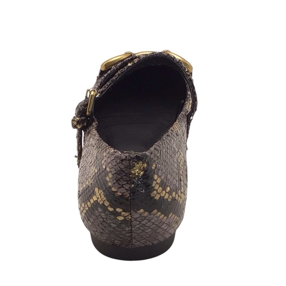 Jessica Carlyle Womens Metallic Snake Print Pointed Toe Mary Jane Ballet Flats - Picture 6 of 9
